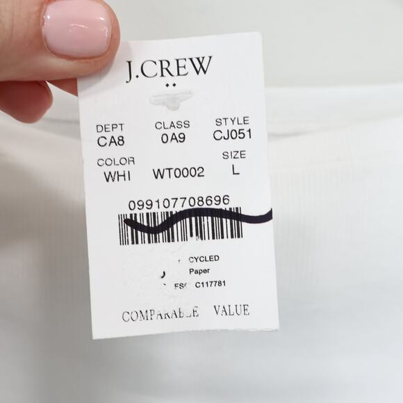 J.Crew Factory Short Sleeve Ribbed Boatneck Tee White Size Large NWT - Picture 4 of 7